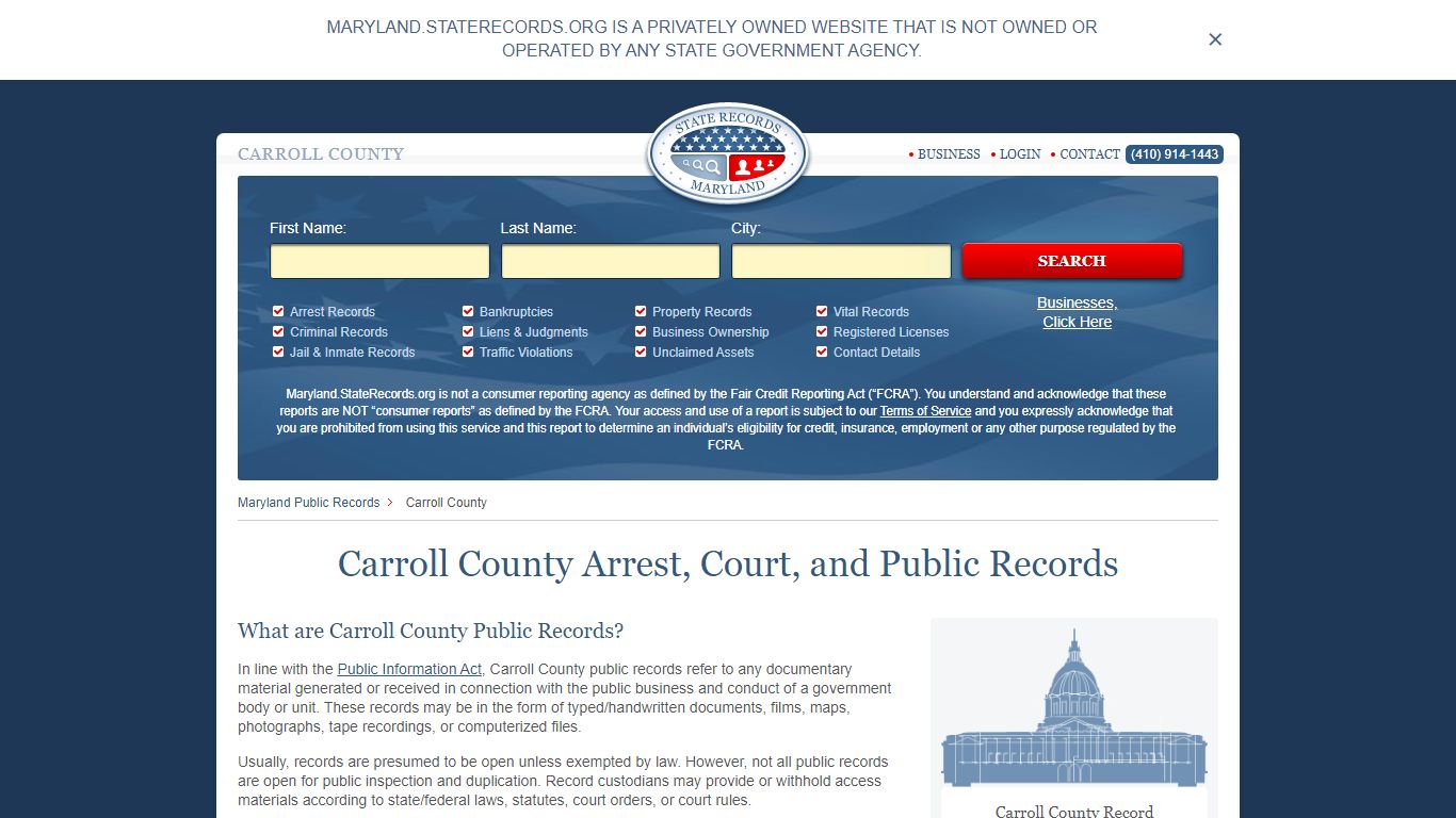 Carroll County Arrest, Court, and Public Records